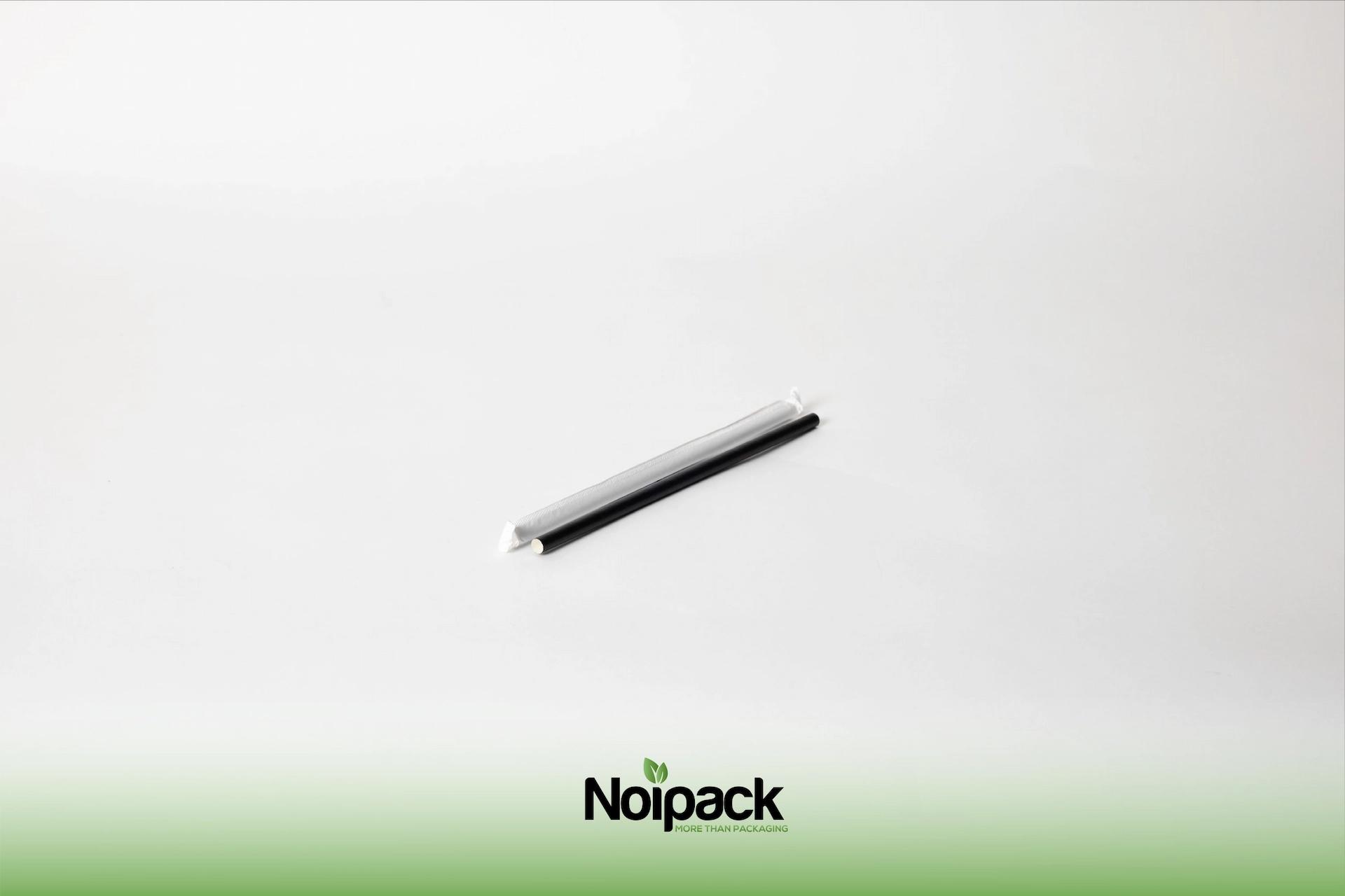 NoiBIO paper straw black 0,8 x 23cm