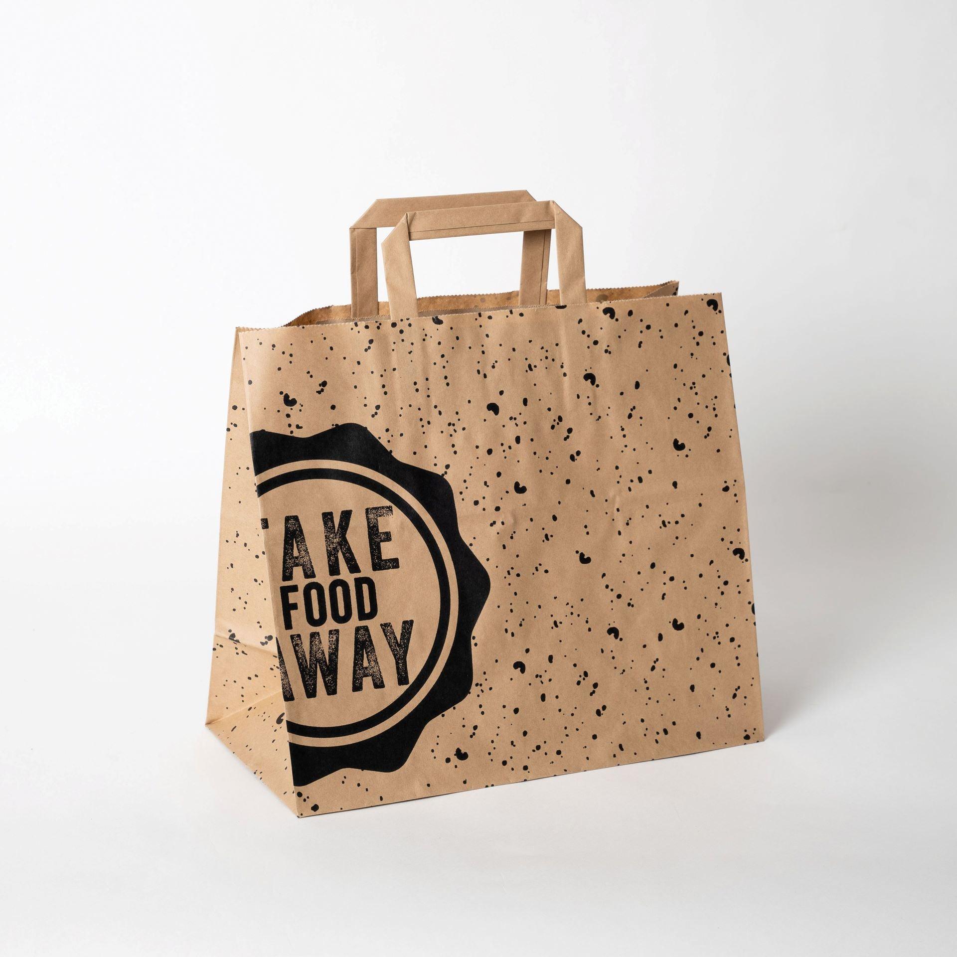 Take away paperikassi "take food away" ruskea 32x17x29cm - Kuatro